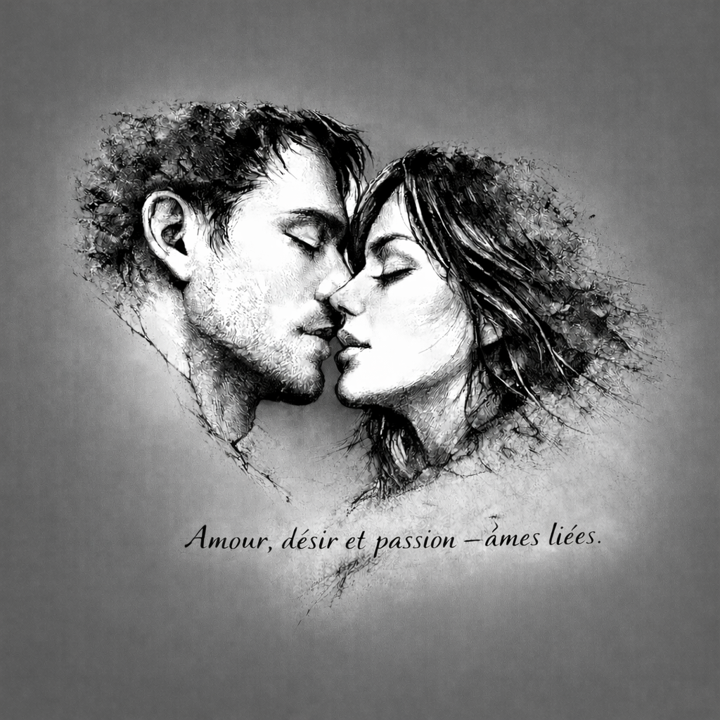 Schlüsselanhänger personalisiert rund - Gravur "Amour Désir et Passion" Französisch