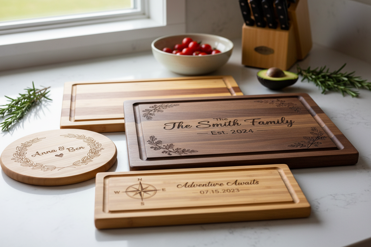 Personalisierte Schneidebretter mit Lasergravur – gefertigt für den Alltag