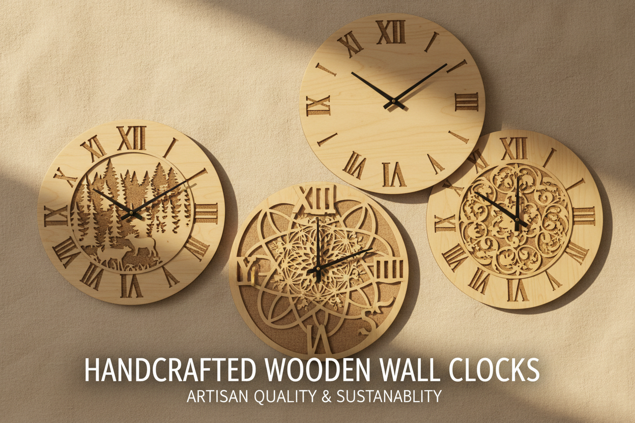 Wanduhren & Uhren aus Holz – Lasergraviert