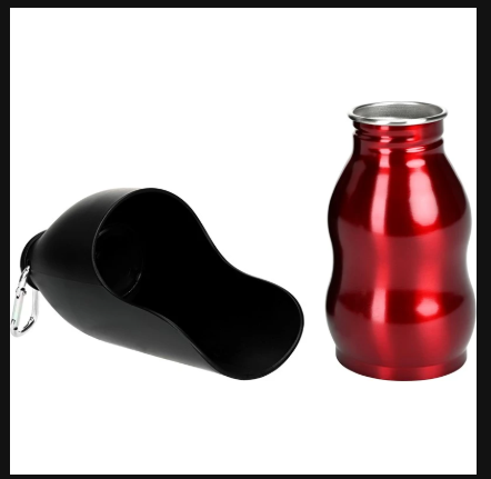 Personalisierte Hundetrinkflasche rot mit Gravur und integriertem Napf
