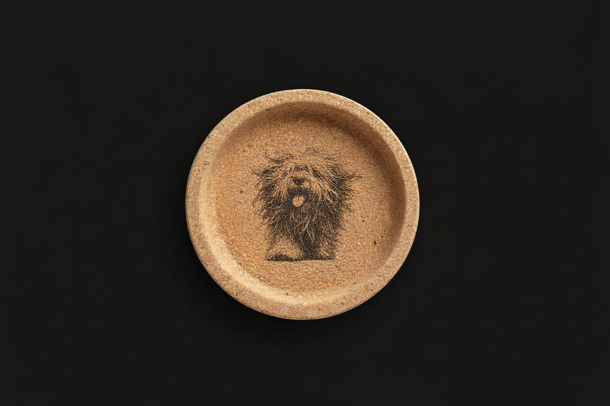 Bild 2: Lasergravur auf Kork-Untersetzer, kontrastreich eingraviert