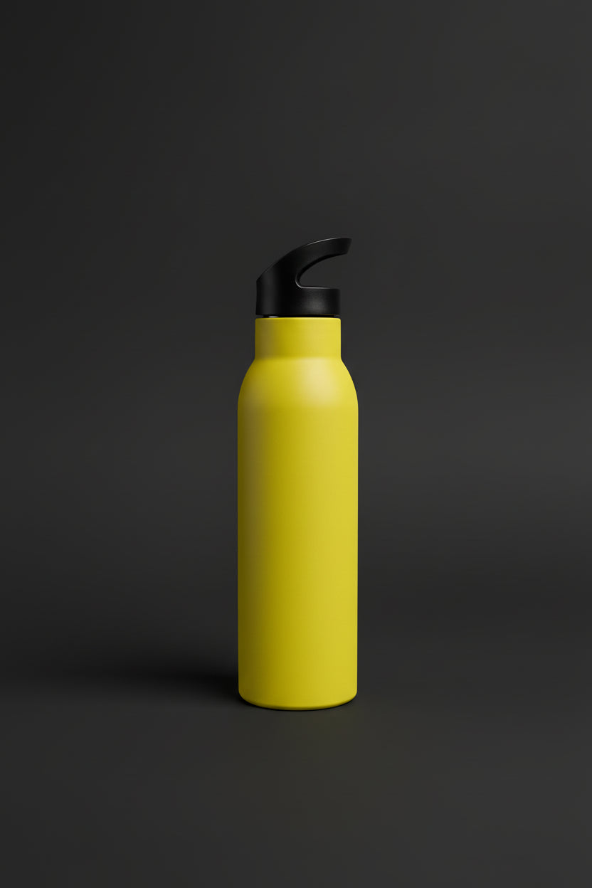 Gravierte Edelstahl-Trinkflasche mit Softbeschichtung – Seitenansicht