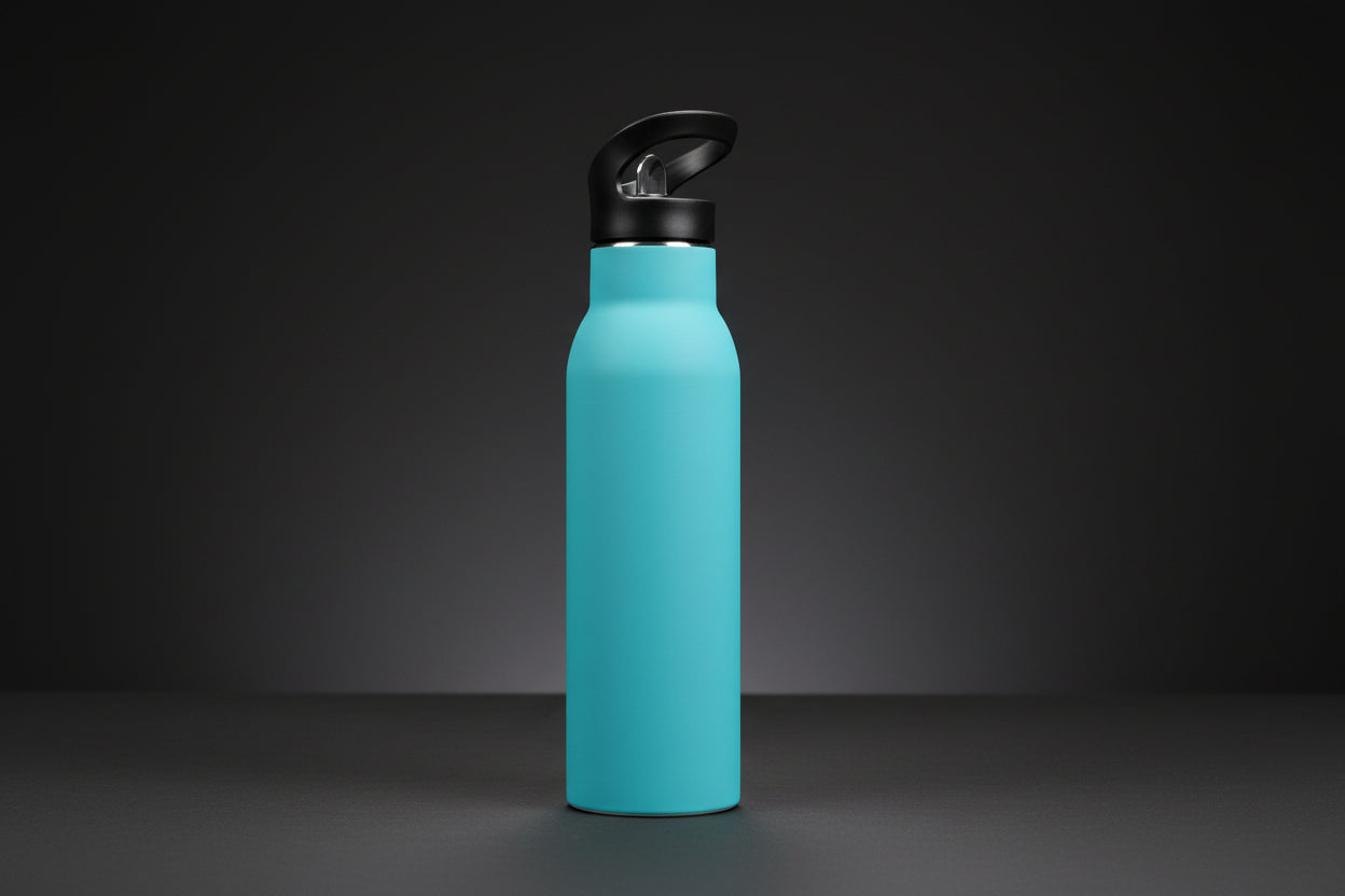 Personalisierte Edelstahl-Trinkflasche mit Softbeschichtung – Detailansicht
