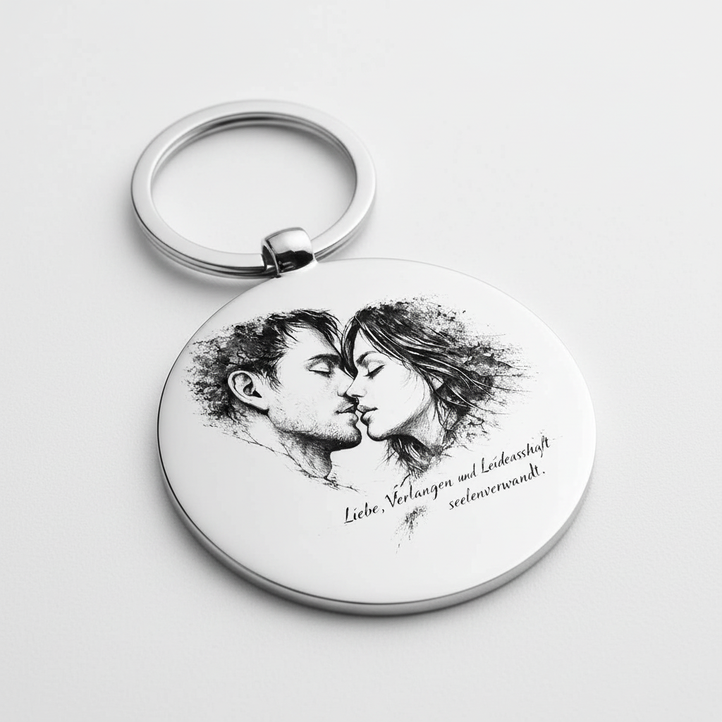 Personalisierter Schlüsselanhänger Rund - Edelstahl | Valentinstag Geschenk