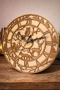 Horloge murale en bois « Vie forestière » – Horloge design gravée au laser en contreplaqué de bouleau