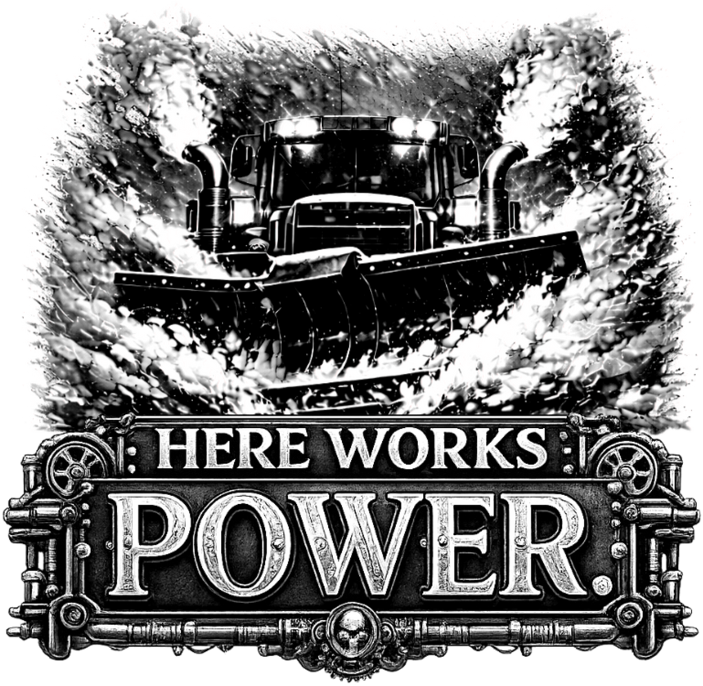 Gravur „HERE WORKS POWER“ – Starkes Design mit klarer Aussage