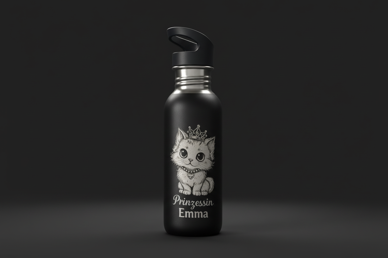 Edelstahl-Trinkflasche personalisiert mit Namensgravur EMMA