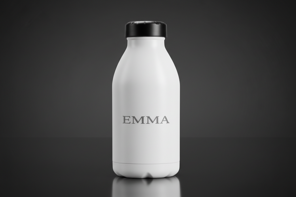 Edelstahl-Trinkflasche mit minimalistischer Namensgravur EMMA