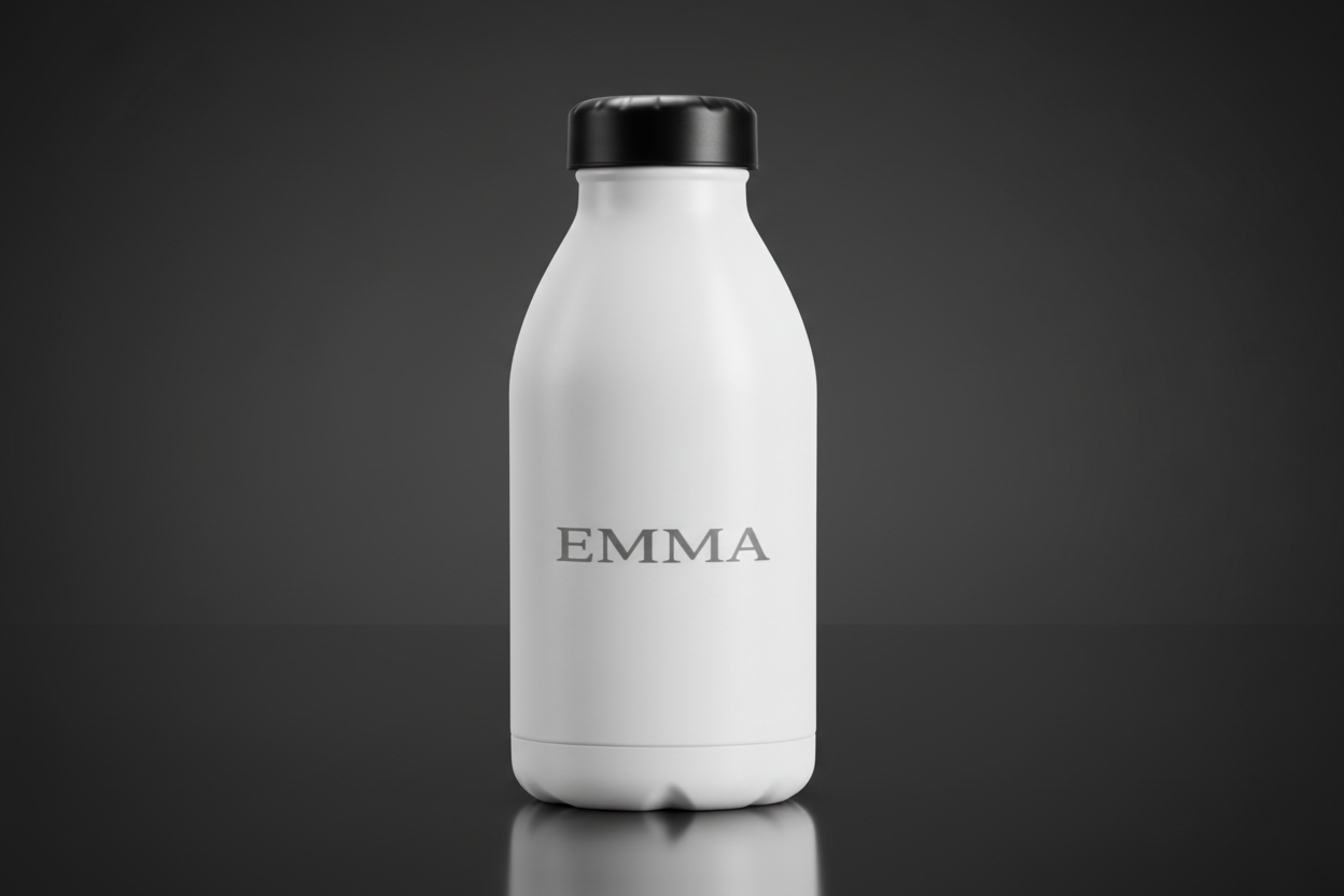 Edelstahl-Trinkflasche mit minimalistischer Namensgravur EMMA