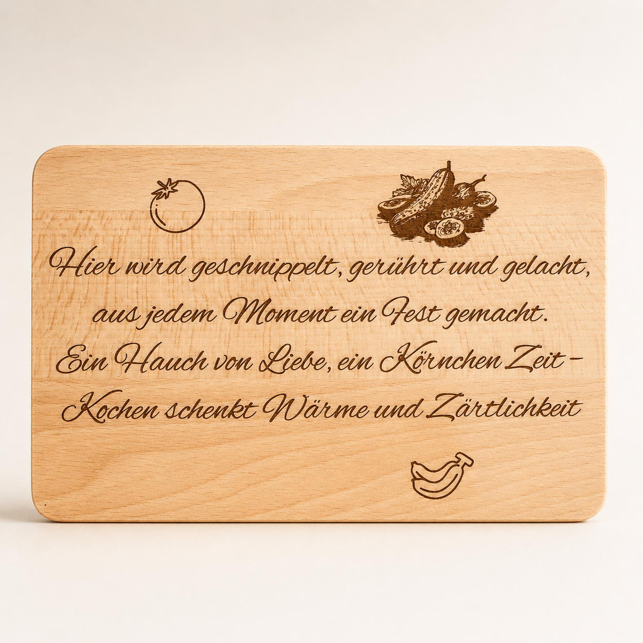 Personalisiertes Holz-Schneidebrett mit Lasergravur