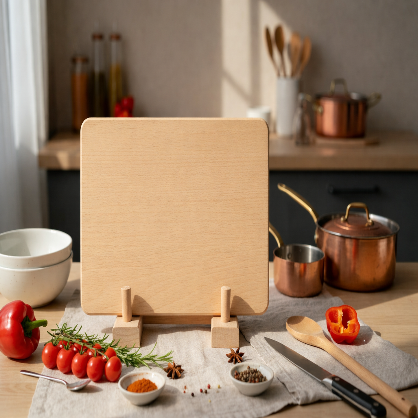 Bild 1: Schneidebrett aus Holz mit Lasergravur, personalisierbar mit Namen oder Motiven
